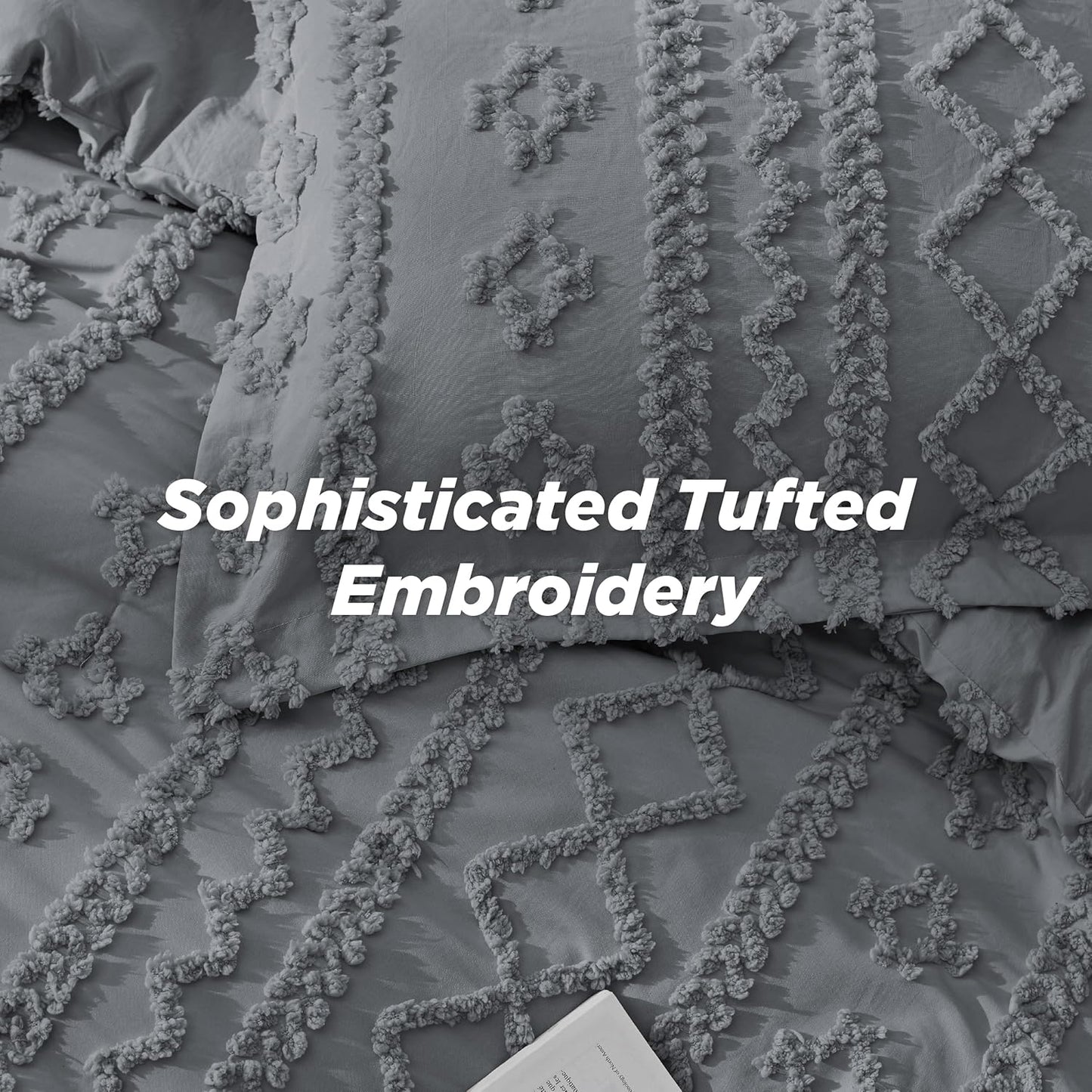 Tufted Boho Comforter Set Queen Size