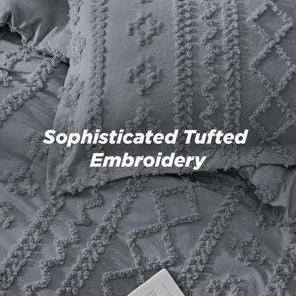 Tufted Boho Comforter Set Queen Size