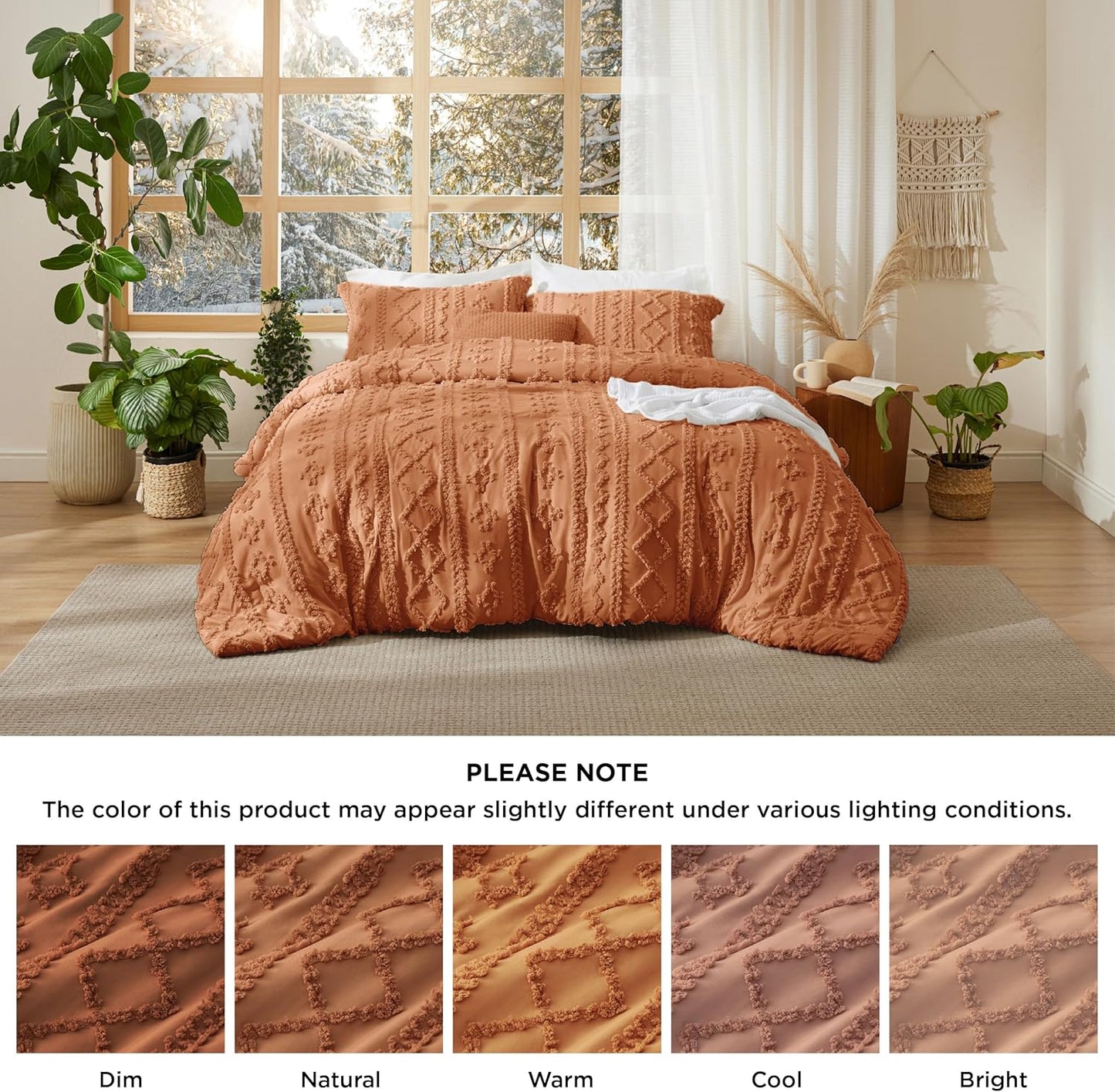 Tufted Boho Comforter Set Queen Size