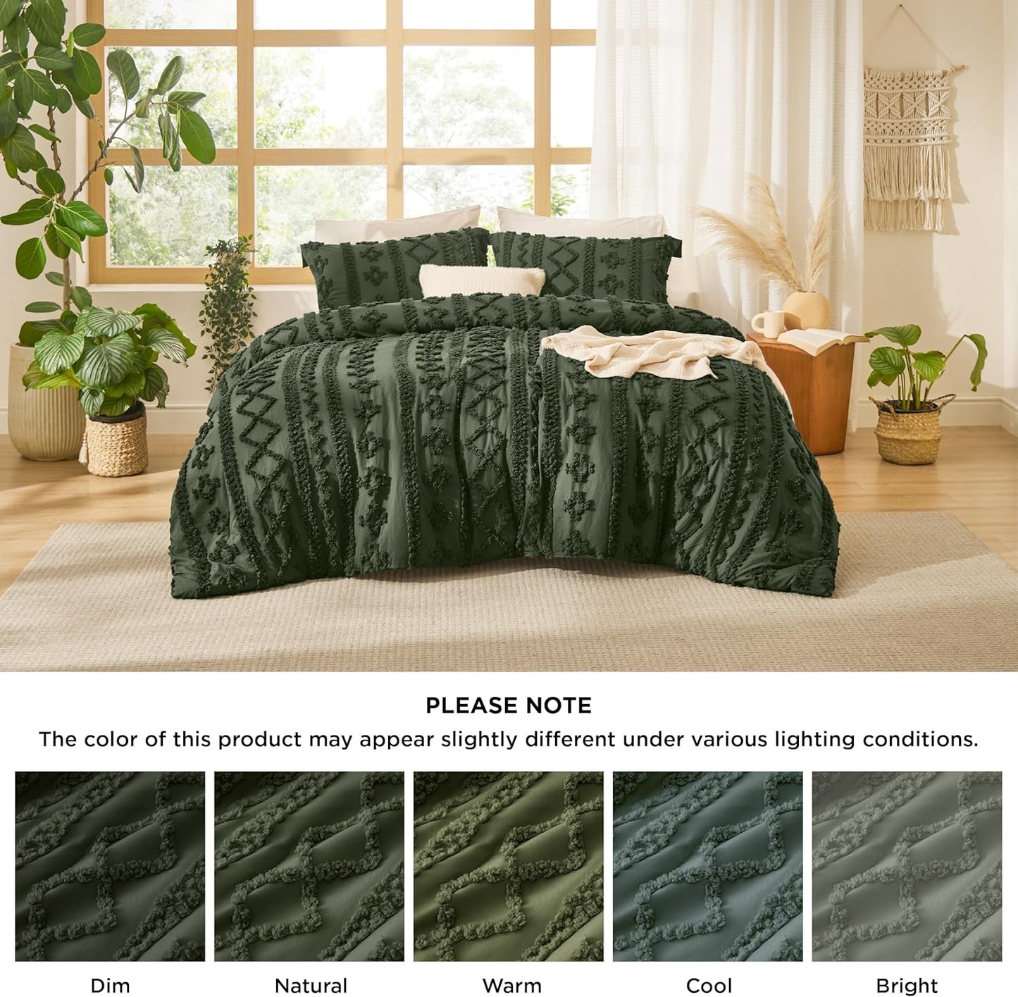 Tufted Boho Comforter Set Queen Size