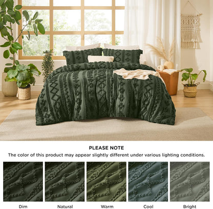 Tufted Boho Comforter Set Queen Size
