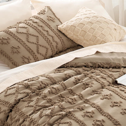 Tufted Boho Comforter Set Queen Size