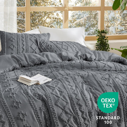 Tufted Boho Comforter Set Queen Size