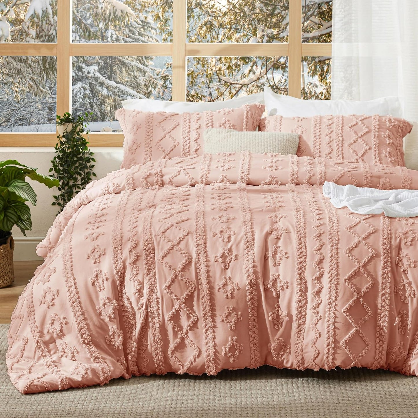 Tufted Boho Comforter Set Queen Size