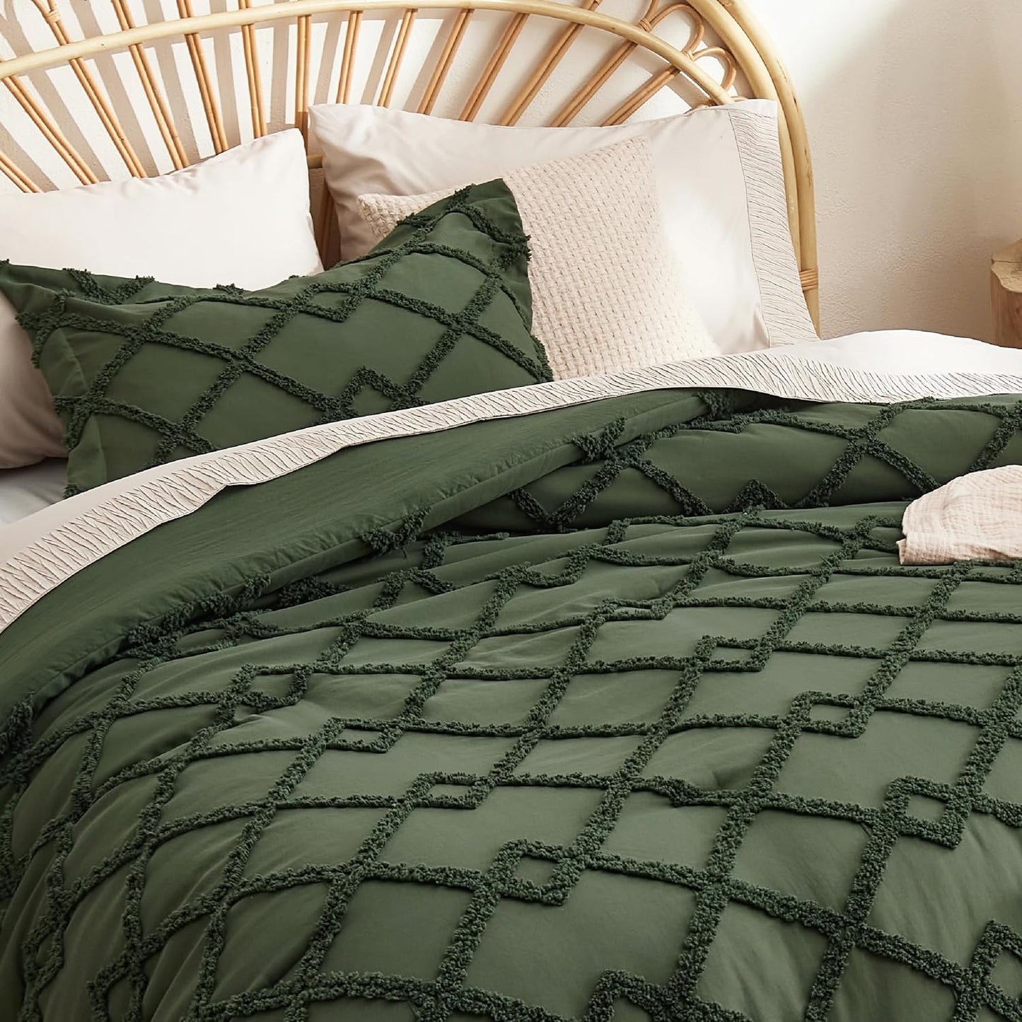 Tufted Boho Comforter Set Queen Size