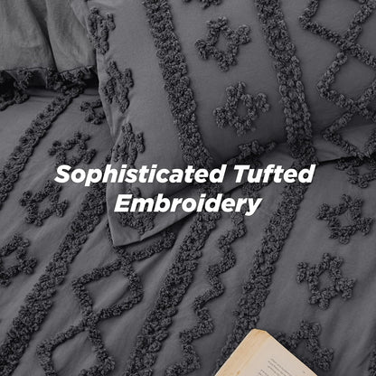 Tufted Boho Comforter Set Queen Size