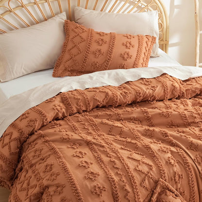 Tufted Boho Comforter Set Queen Size