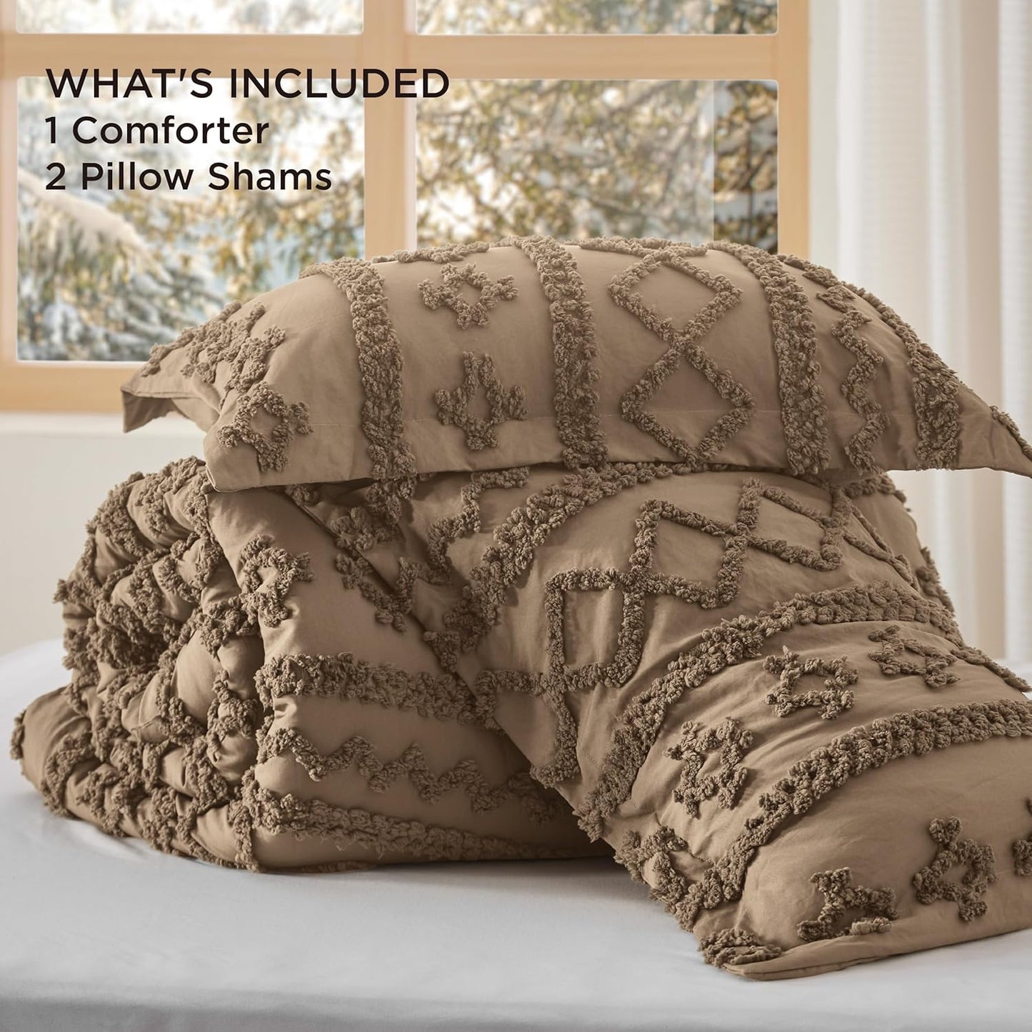 Tufted Boho Comforter Set Queen Size