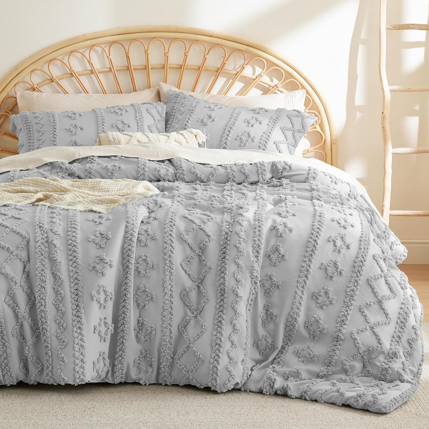 Tufted Boho Comforter Set Queen Size