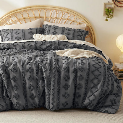 Tufted Boho Comforter Set Queen Size