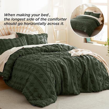 Tufted Boho Comforter Set Queen Size