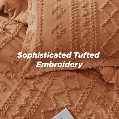 Tufted Boho Comforter Set Queen Size