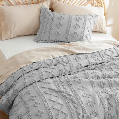 Tufted Boho Comforter Set Queen Size