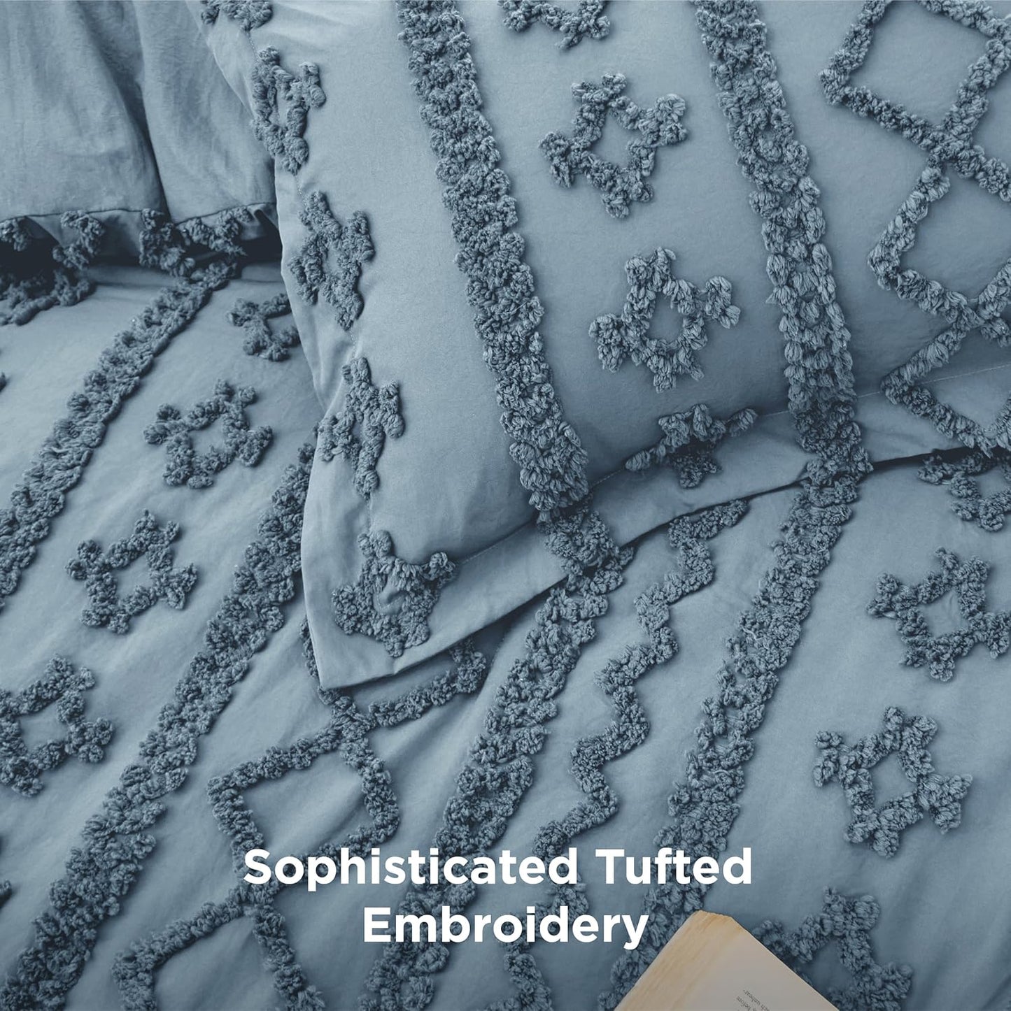 Tufted Boho Comforter Set Queen Size