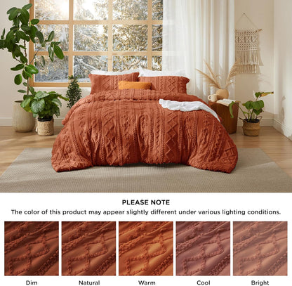 Tufted Boho Comforter Set Queen Size