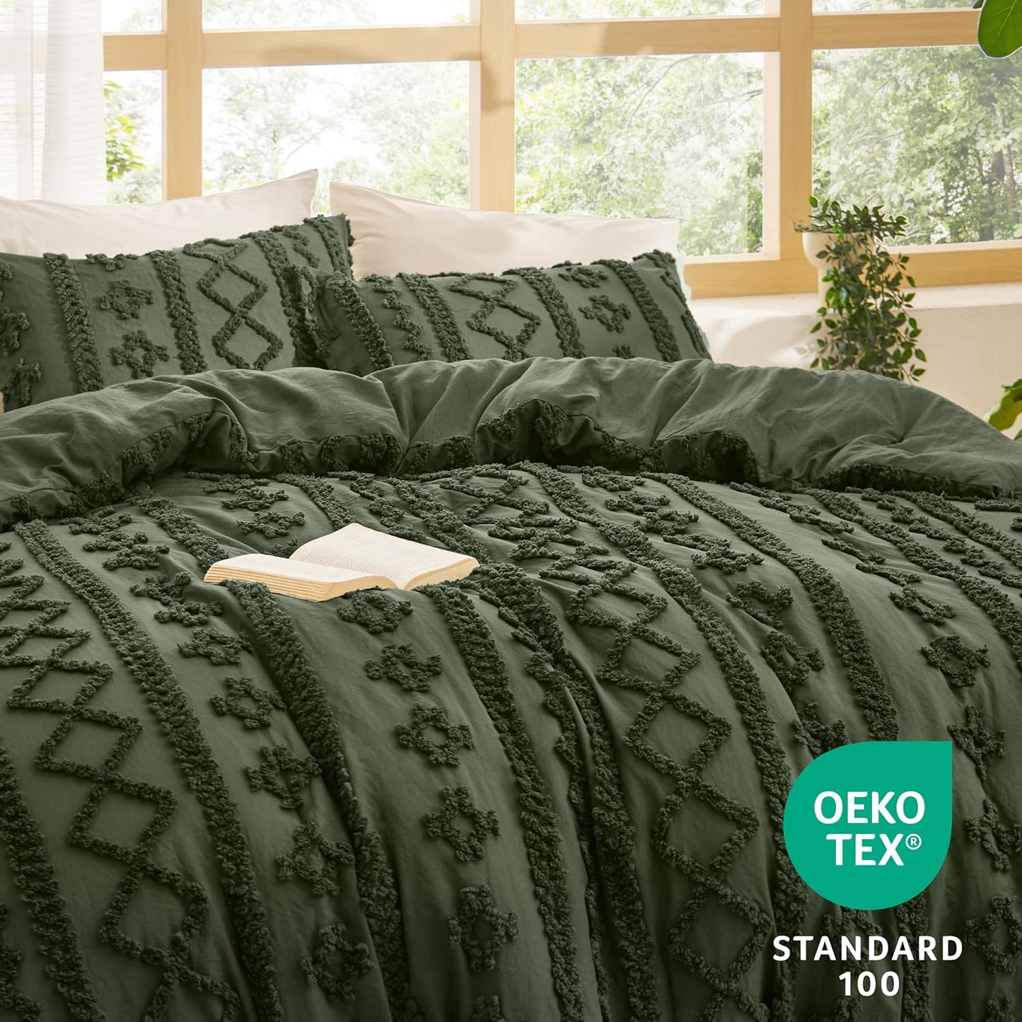Tufted Boho Comforter Set Queen Size