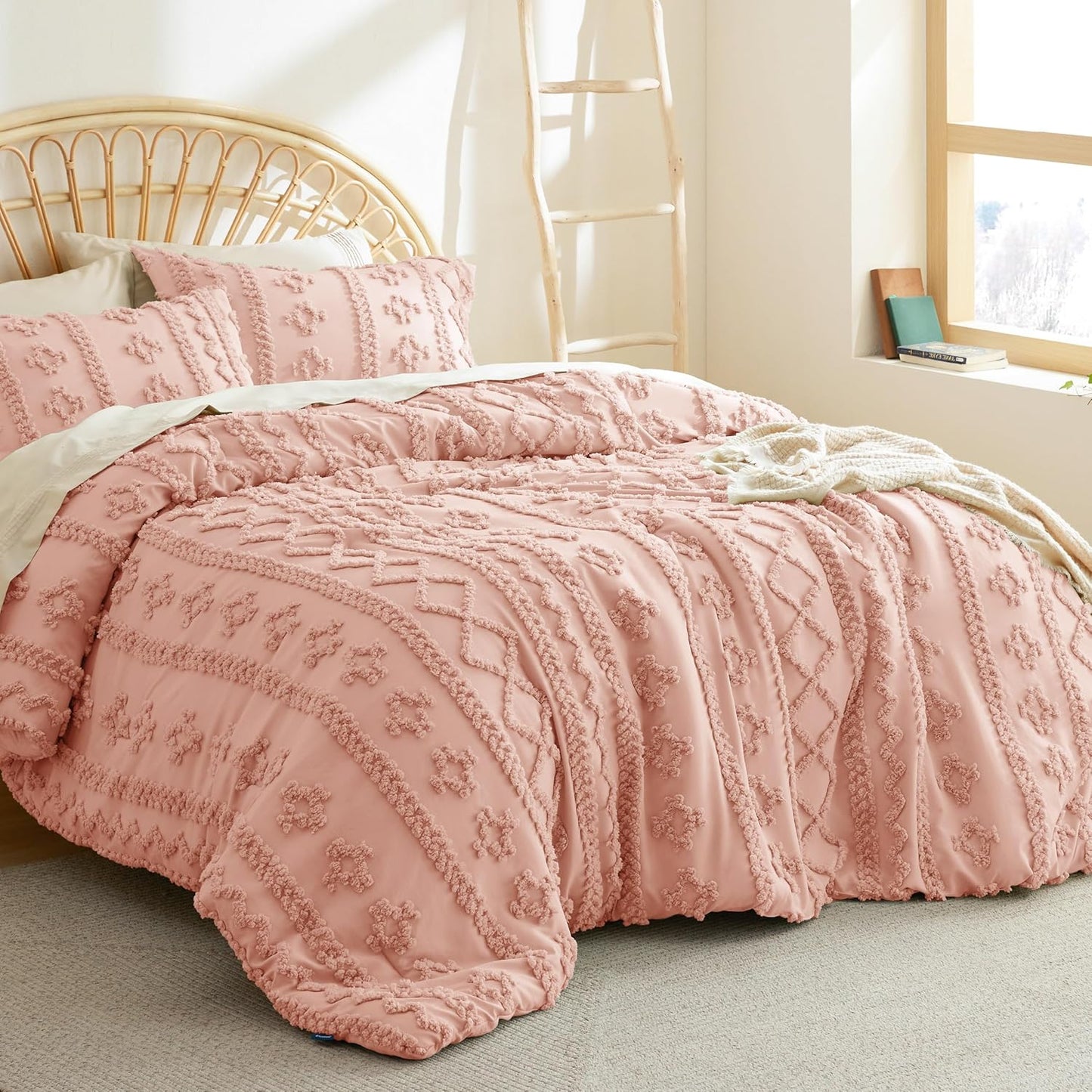 Tufted Boho Comforter Set Queen Size