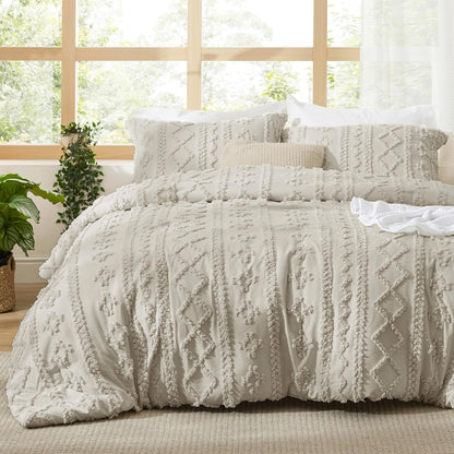 Tufted Boho Comforter Set Queen Size