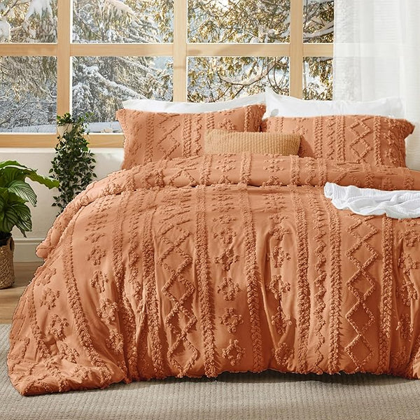 Tufted Boho Comforter Set Queen Size