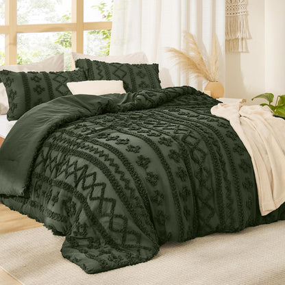 Tufted Boho Comforter Set Queen Size