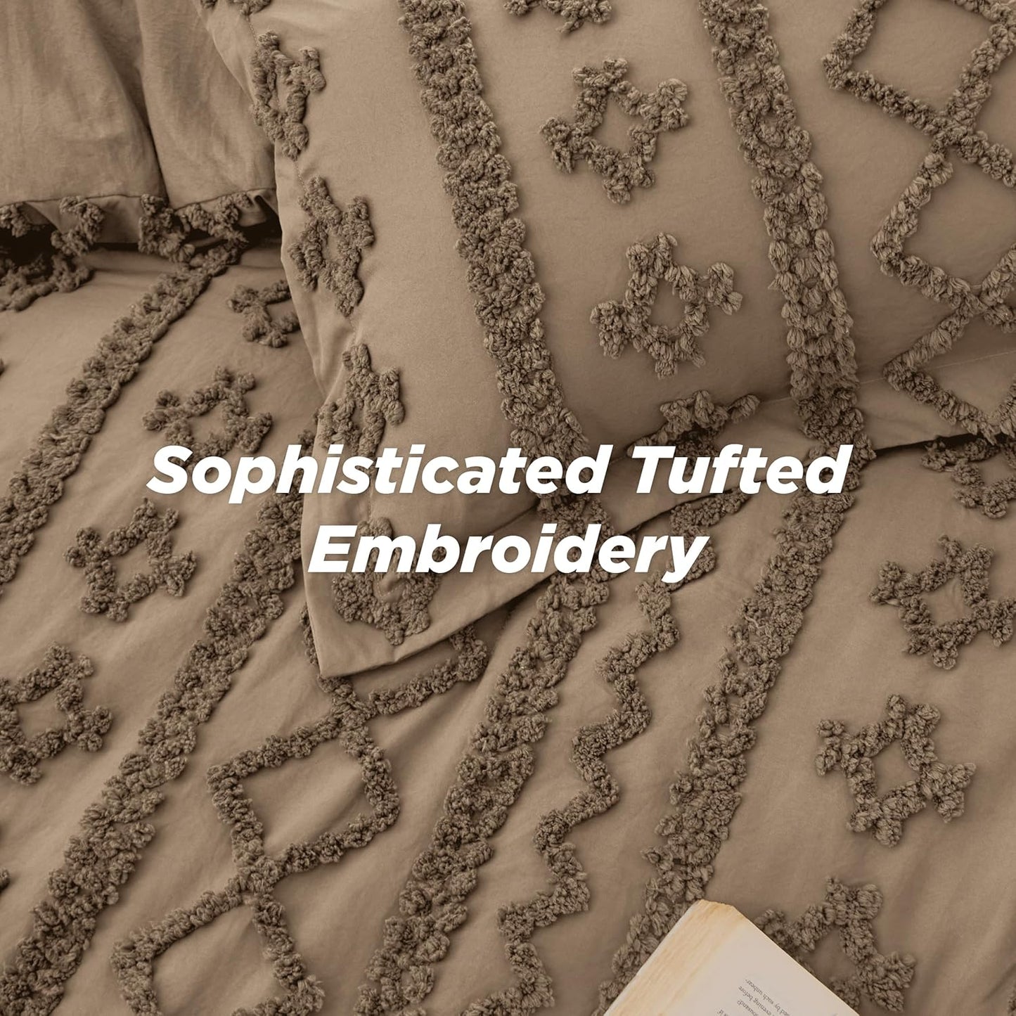 Tufted Boho Comforter Set Queen Size