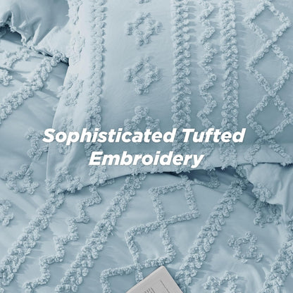 Tufted Boho Comforter Set Queen Size