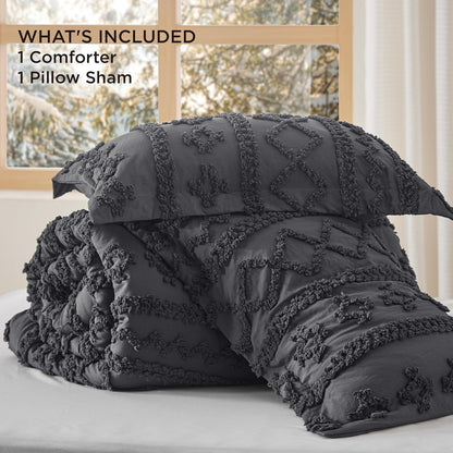 Tufted Boho Comforter Set Queen Size