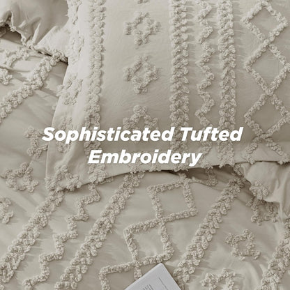 Tufted Boho Comforter Set Queen Size