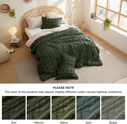 Tufted Boho Comforter Set Queen Size