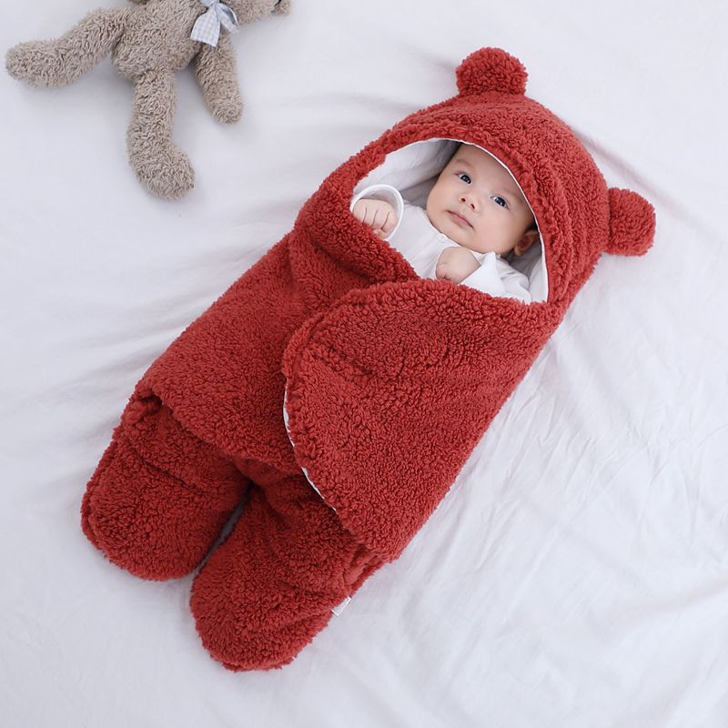 Ultra-Soft Fluffy Plush Baby Sleep Sack - Infant Bear Swaddle Sleeping Bag