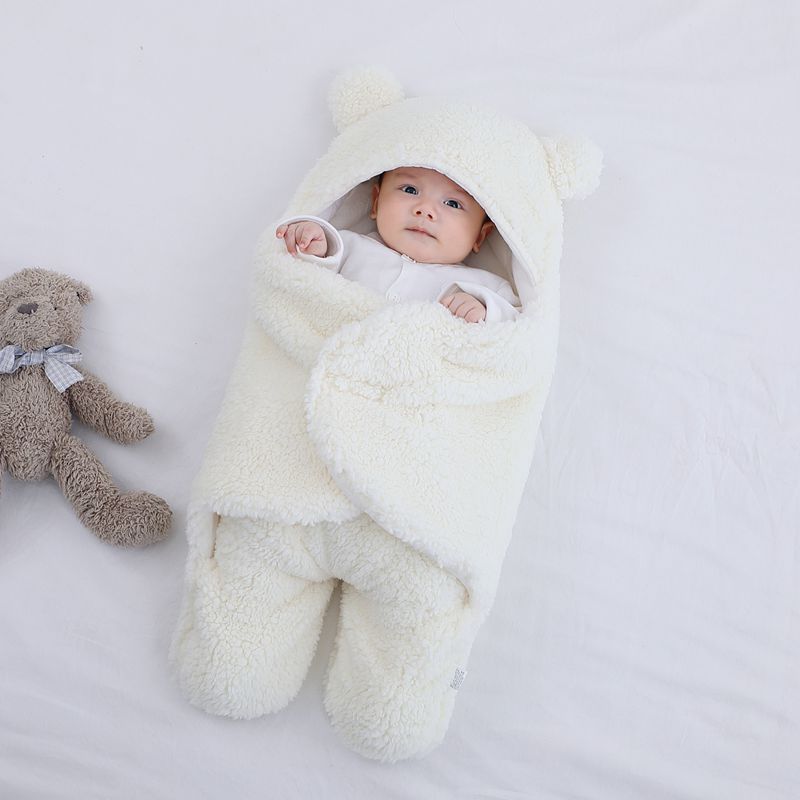 Ultra-Soft Fluffy Plush Baby Sleep Sack - Infant Bear Swaddle Sleeping Bag