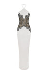 Satin and lace corset maxi dress
