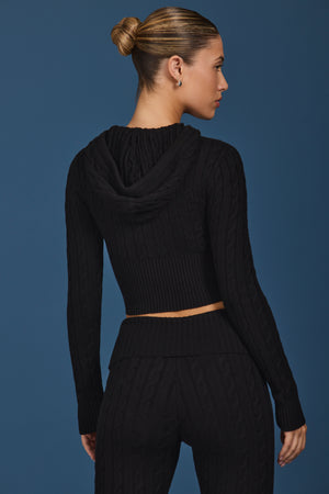 Cable-Knit Zip-Up Hoodie