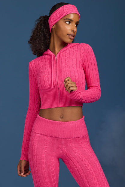 Cable-Knit Zip-Up Hoodie