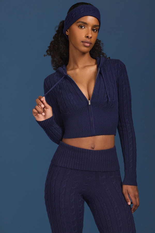 Cable-Knit Zip-Up Hoodie