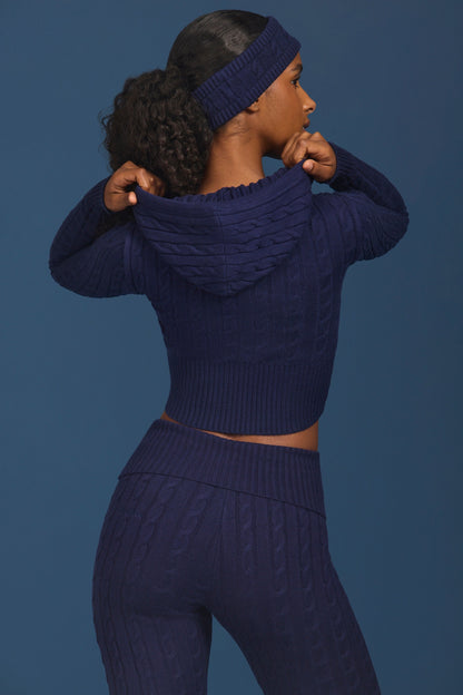 Cable-Knit Zip-Up Hoodie