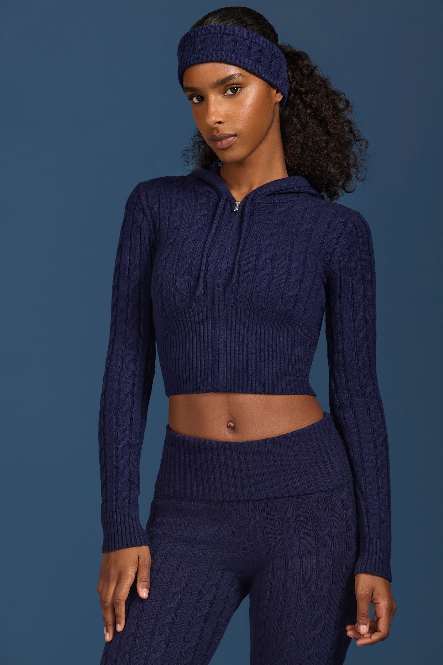 Cable-Knit Zip-Up Hoodie