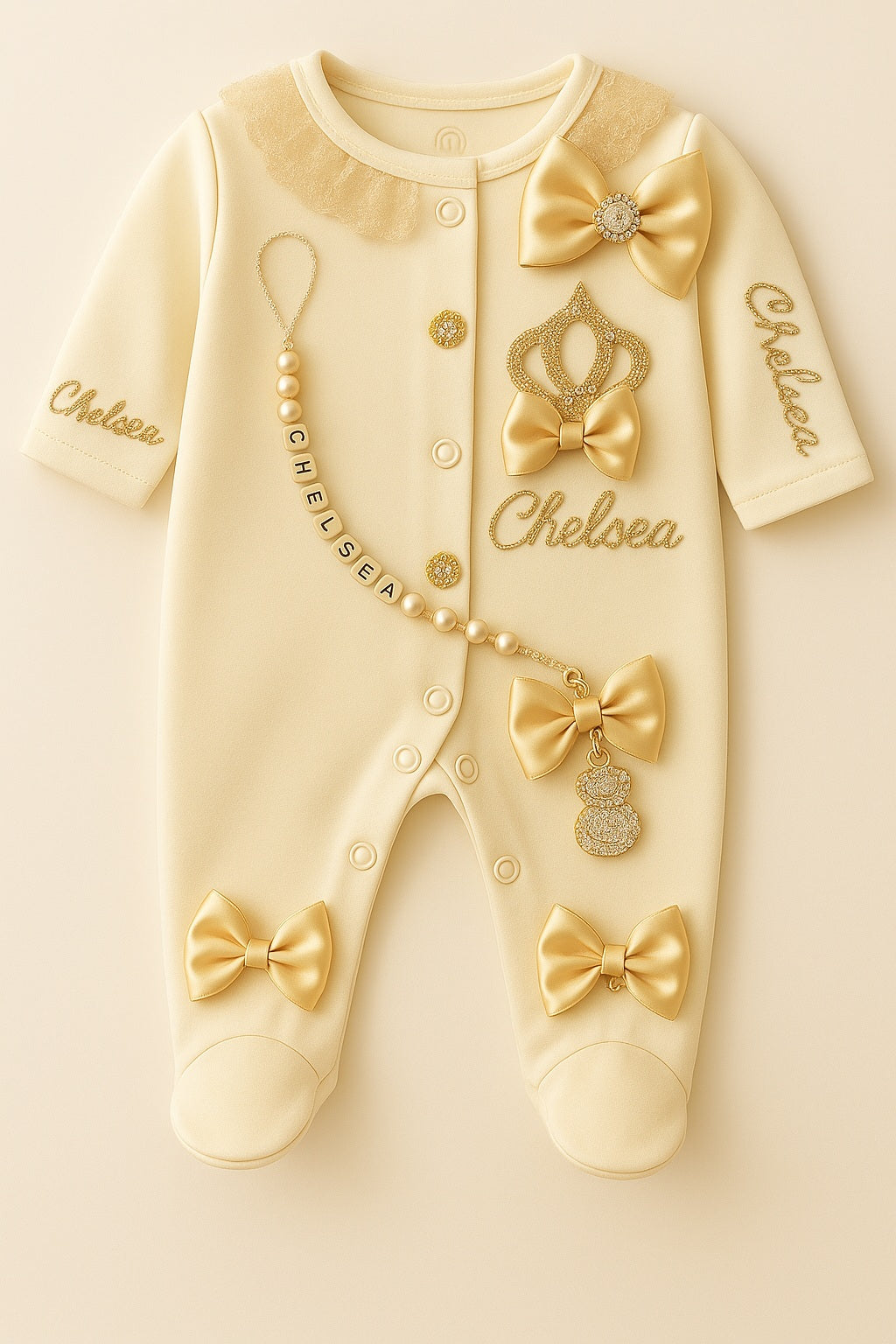 Personalized Beaded Baby Romper