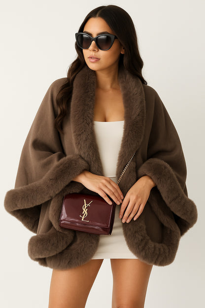 ‘VIP’ Faux Fur Cape - White
