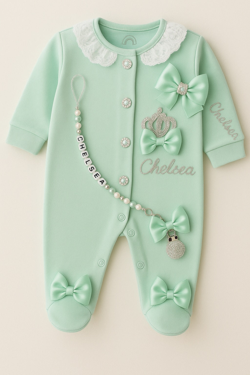 Personalized Beaded Baby Romper