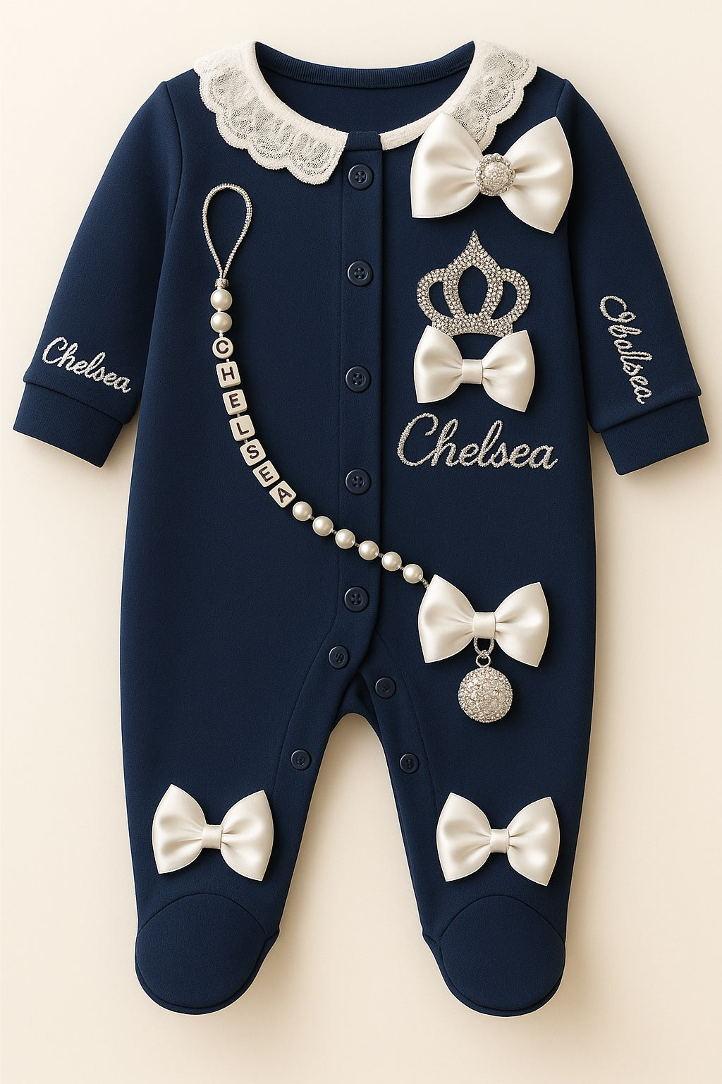 Personalized Beaded Baby Romper